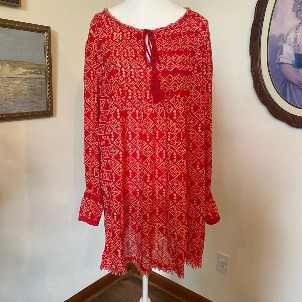 Free People • Red Pintuck Marlow Swing Dress • Size M